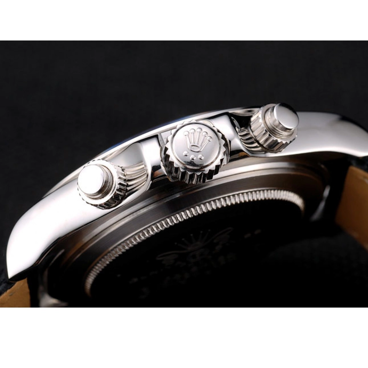 Best AAA Replica Sites Case Stainless Leather Steel Rolex Blue Daytona Dial Black Strap 0518